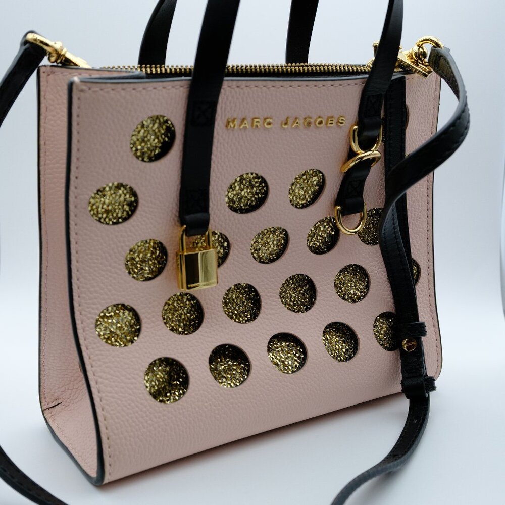 Marc Jacobs Mini Grind Leather Crossbody Satchel, Peach/Lt Pink w/Gold Circles